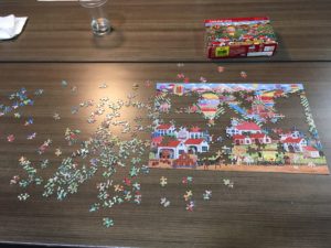 A jigsaw puzzle in process