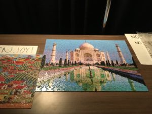 A finished puzzle of the Taj Mahal