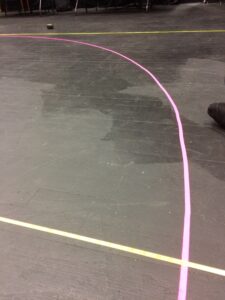 Photo of a somewhat bumpy circle section out of spike tape