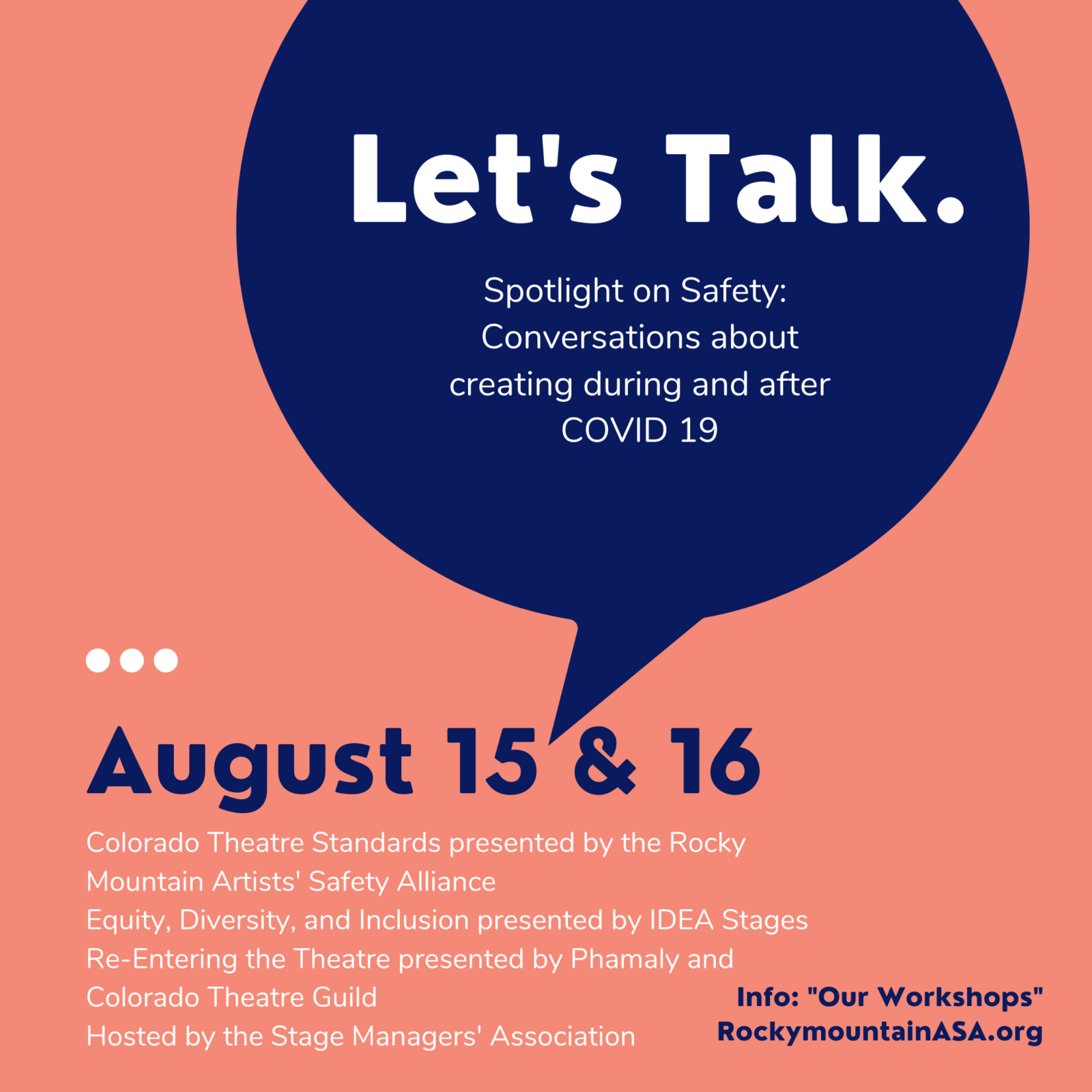 Let's Talk - Promo Image for August 15 & 15 Safer In Theatre Listening Sessions