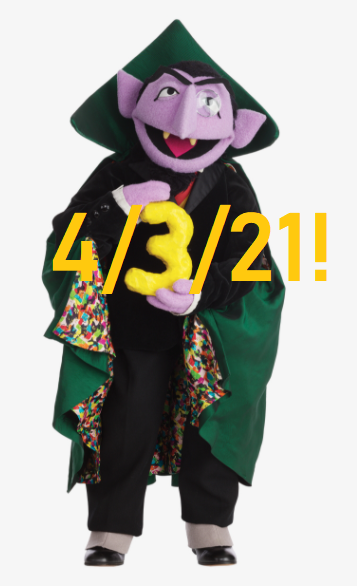 Sesame Street's Count von Count enjoys today's date